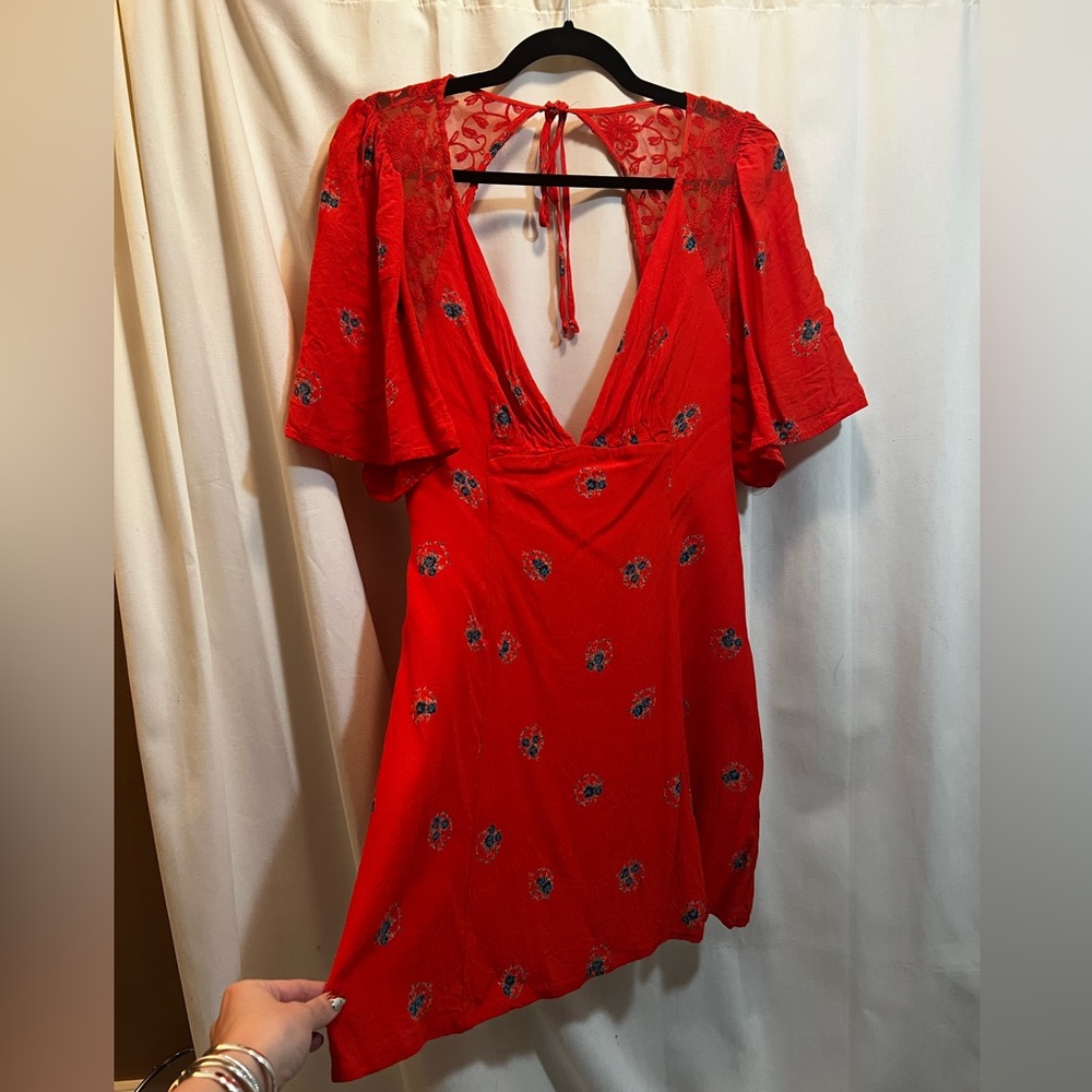 Free People Red Floral Mini Dress